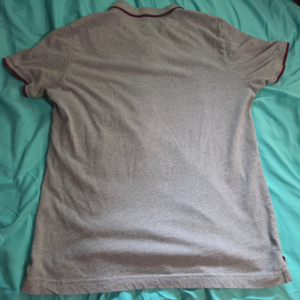 Y2k Aeropostale Mens Large Polo Shirt Gray Burgundy AERO NY Logo Short Sleeve L - Picture 4 of 6